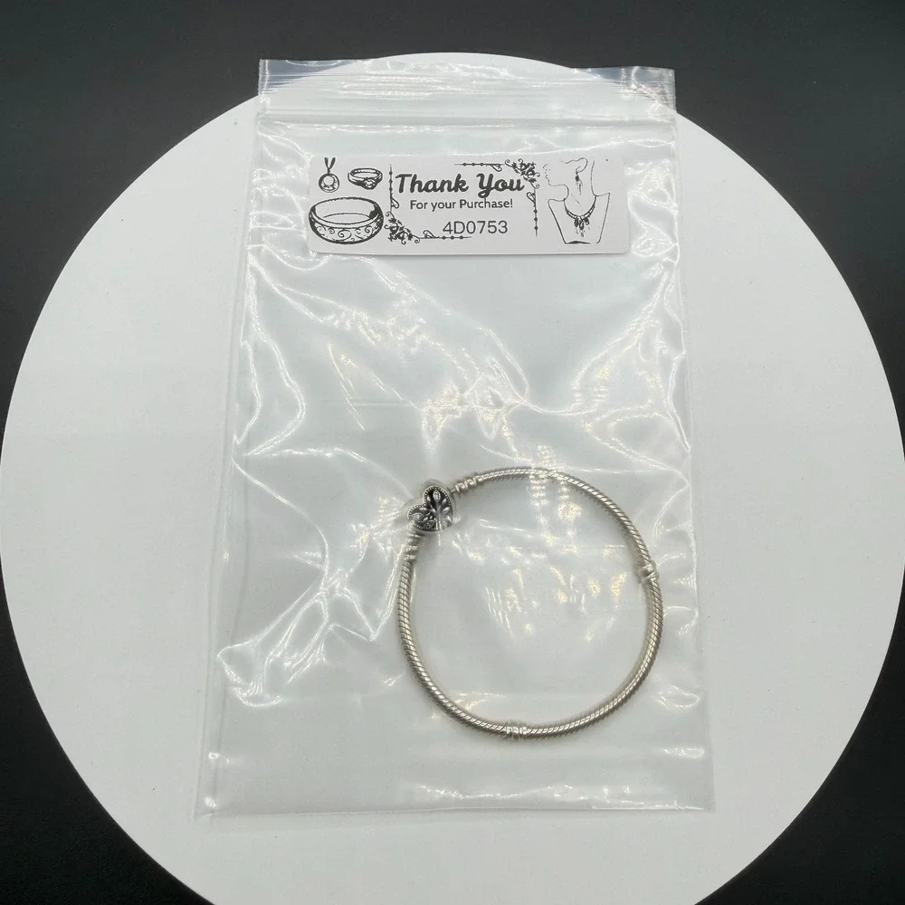 Silver Tone Snake Chain Charm Bracelet Heart Family Clasp European Style Gift